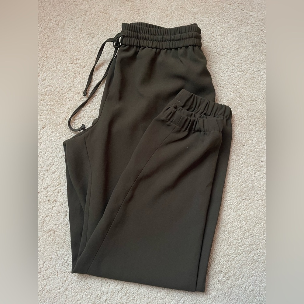 Express Green Ankle Mid Rise Tie Pant